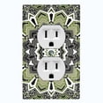 thumbnail image 1 of Metal Light Switch Plate Cover Mandala Green Black Flower Tile Pattern MDL060, 1 of 13