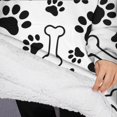 thumbnail image 3 of Oversized Wearable Blanket Hoodie,Pet Paw Print and Bone Sherpa Blanket Hoodie with Super Pockets,Super Warm Fuzzy Pullover for Women & Men, 3 of 6