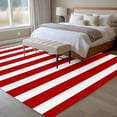 thumbnail image 5 of Red Striped Large Area Rugs for Bedroom Living Room, Soft Non Slip Carpet Bedside Rug, Christmas Farmhouse Red White Stripes Rectangular Floor Cover Kitchen Accent Rug 5'x8' for Dining Room/Office, 5 of 9