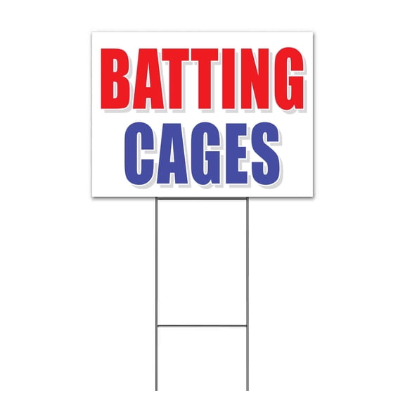 Batting Cages (18" x 24") Yard Sign, Includes Metal Step Stake