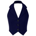 thumbnail image 4 of Manyakai Womens Fashion V-Neck Button Front Vest Teens Dance Crop Top Slim Fit Outwear Jacket Summer Navy Blue XXL, 4 of 7