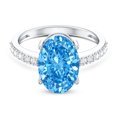 thumbnail image 5 of Rosec Jewels 4 Carat Lab Grown Blue Diamond Engagement Ring for Women - IGI Certified Big Oval Blue Diamond Ring - VS1 Quality, 925 Sterling Silver, US 4.00, 5 of 9