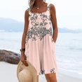 thumbnail image 2 of Cmfcve Rompers for Women Printed Striped Summer Casual Sleeveless Scoop Neck Short Jumpsuits Loose Fit Button Overalls with Pockets, 2 of 5