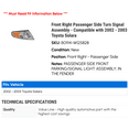 thumbnail image 2 of Front Right Passenger Side Turn Signal Assembly - Compatible with 2002 - 2003 Toyota Solara, 2 of 2