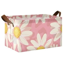 Ryvnso Floral Daisy Storage Bins Large Basket Foldable Cube Toys Organizer with Handles 1 PC