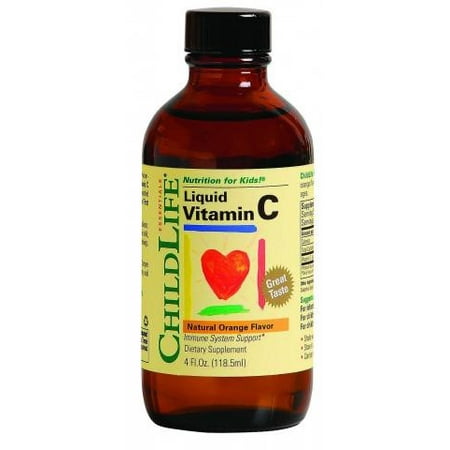 Child Life Liquid Vitamin C, Orange Flavor, Glass Bottle,