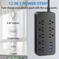 thumbnail image 4 of Power Strip,  8 Outlets Surge Protector with 1 USB-C & 3 USB Ports, Flat Plug, Wall Mount 4ft Braided Extension Cord for Home, Office, Dorm Essential, 4 of 7