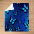 thumbnail image 2 of Manfei Dreamy Blue Butterfly Sherpa Blanket 90x90 for Girls, Psychedelic Galaxy Fuzzy Blanket Throw, Chic Animal Fleece Blanket, Microfiber Room Decoration, 2 of 6