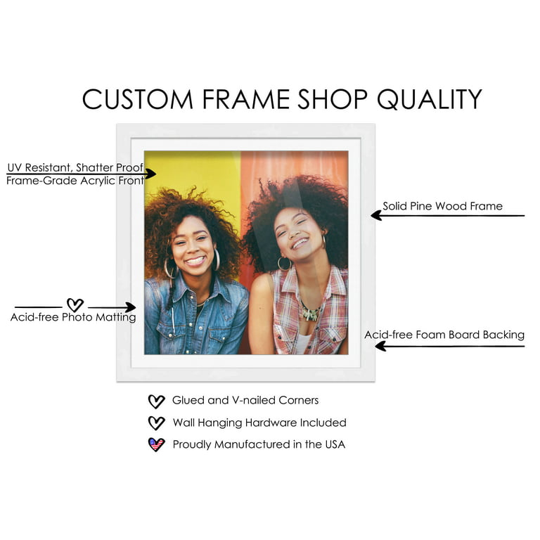 CustomPictureFrames.com 8x8 Frame Gray Barnwood Picture Frame - Modern Photo Frame Includes UV Acrylic Shatter Guard Front, Acid Free Foam Backing