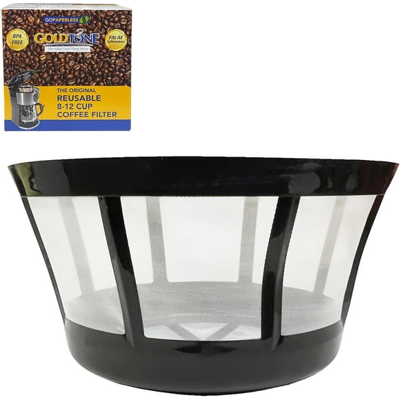 shiyou-GoldTone Brand Reusable 8-12 Cup Basket Filter | Reusable Basket Coffee Filter Nylon Mesh fits Mr. Coffee, Black + Decker, Proctor Silex (1 Pack)