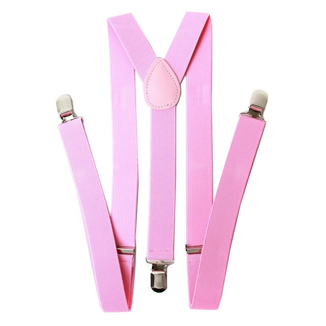 Men's 1 Inch Wide Solid Adjustable Suspenders - Lt Pink