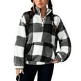 thumbnail image 2 of Stamzod Winter Sweatshirt for Women Fashion Plaid Printed Long Sleeve Sweatshirts Casual Quarter Zip Pullover Women Clothes Black S, 2 of 9