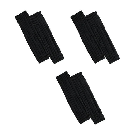TELOLY 2026 New 3Pcs Leg Warmers Cable Knit,Trendy Fashionable Thick High Footless Socks,Essential Warm Winter Socks for Casual,Home,Outdoor,Black