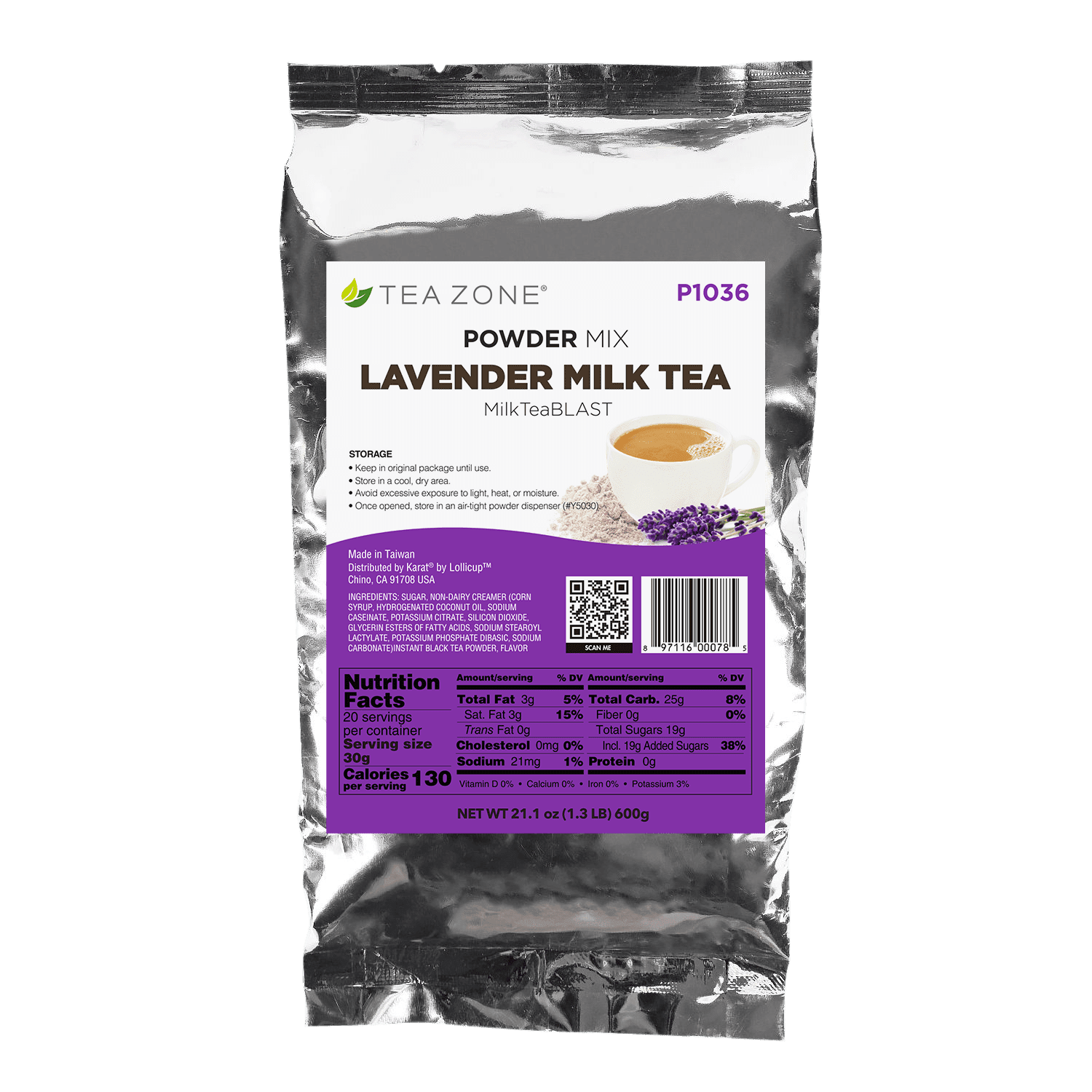 Tea Zone Instant Milk Tea Powder Mix, Resealable Bag, Product of