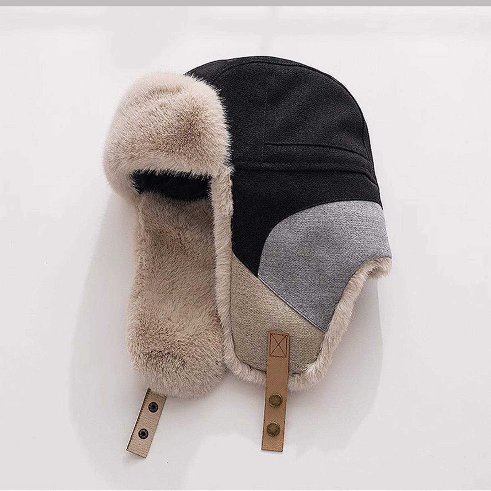 Cold Weather Hats for Men Women Russian Hat with Earflap Boys Fleece Sherpa Lined Windproof Thermal Warm Cap for Outdoor Hunting Motorcycle