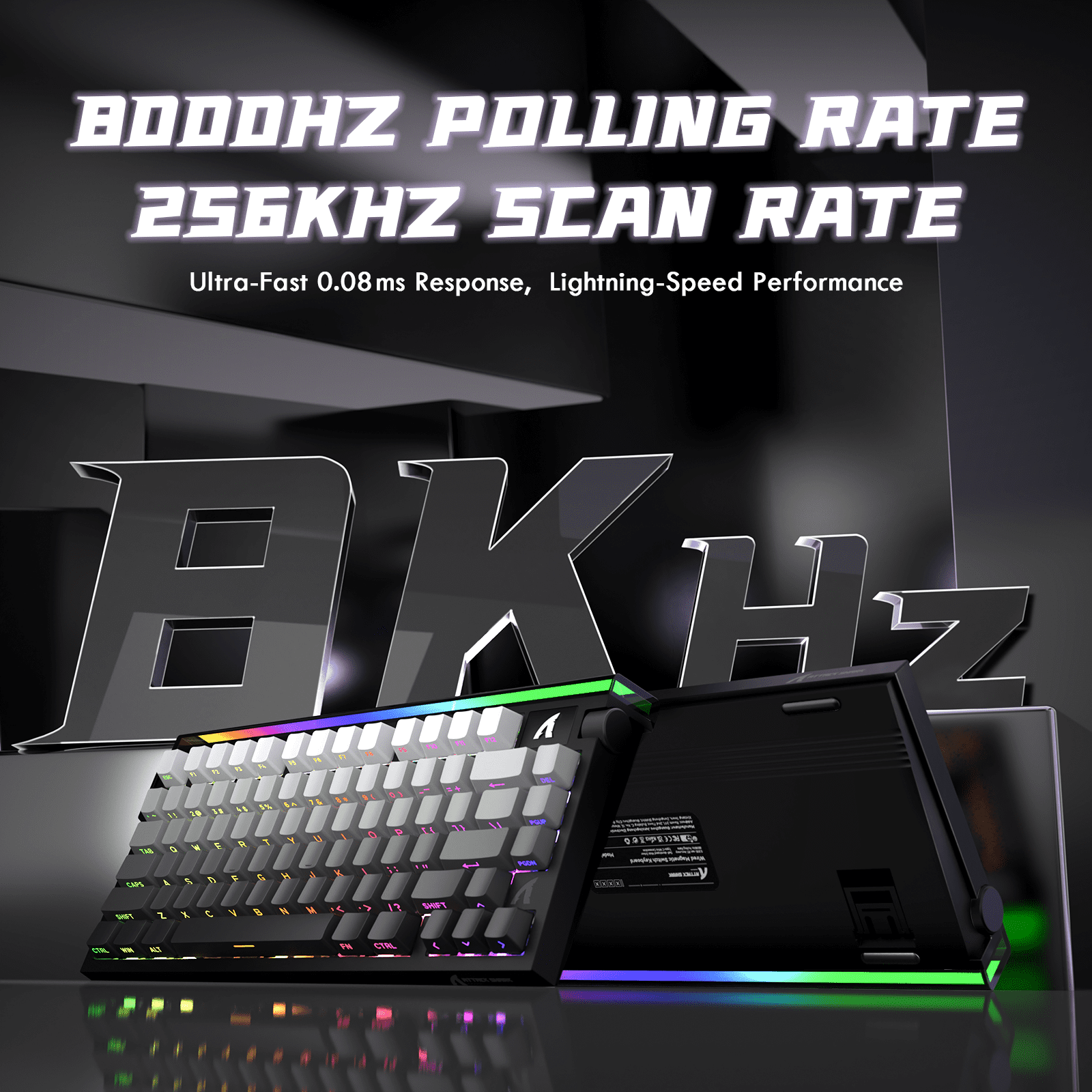 ATTACK SHARK R85HE Wired 75% Hall Effect Rapid Trigger Mechanical RGB Gaming Keyboard with 8K Polling,0.05mm RT Accuracy,0.08MS Latency,Magnetic Switch,5 Layer Sound Damped,Driver for PC(Moonlight)