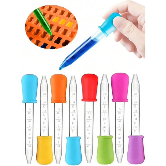 6pcs Silicone Liquid Dropper, 5ml Clear Medical Dropper, Colorful Dropper Tool, Silicone Calibrated Dropper, Cosmetic Essence Filling Dropper (Random Color)