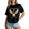 thumbnail image 5 of Women's T-Shirt WALLEN NASHVILLE,TENNESSEE Guitar Wings Short Sleeve Casual Tee Classic Crew Neck T Shirt for Women Black, XS, 5 of 7