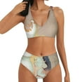 thumbnail image 1 of Gibobby Trajes de Baño para Mujer Traje de baño de bikini sexy con correa de reffle con estampado informal para mujer Traje de baño de dos piezas(Caqui,XL), 1 of 5