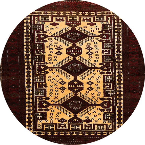 Ahgly Company Indoor Round Oriental Orange Industrial Area Rugs, 5' Round