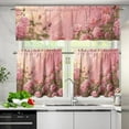 thumbnail image 3 of Rose Flower Window Treatment 3 Piece Bedroom Floral Curtains for Window 24 Inch Length Kitchen Valance and Tiers Sheer Rod Pocket Cafe Curtains Decoration,54"x24", 3 of 4