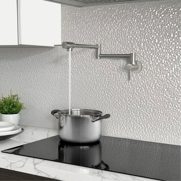 STYLISH Stainless Steel Wall Mount Pot Filler Folding Stretchable with Single Hole Two Handles