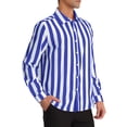 thumbnail image 4 of Camisa Casual de Manga Larga de Rayas Verticales para Hombre Inspire Chic, Ajuste Regular, 2XL, Azul Marino y Blanco, 4 of 4