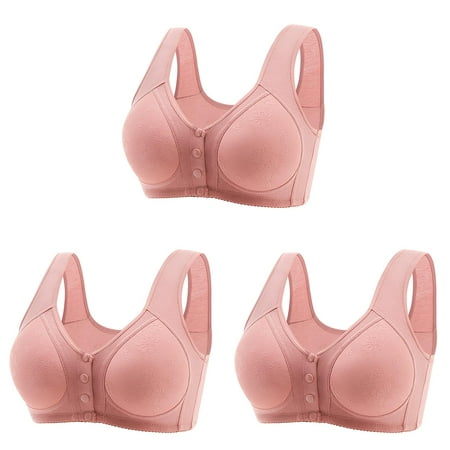 n Sports Bra Pack Tube Button Down Top Women Bras Plus Size Front Closure Bra Underwear without Steel Womens Strapless Bras Ring Gathering Backless ceangrtro Pink (3Packs) Pink (3Packs)