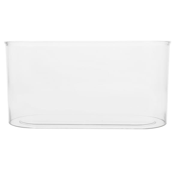 Pecera pequeña de plástico ovalada para peces Betta, de escritorio, de 30 cm, transparente, con espacio estrecho para decoración de oficina, ideal para peces, tortugas, reptiles, camarones, cangrejos.