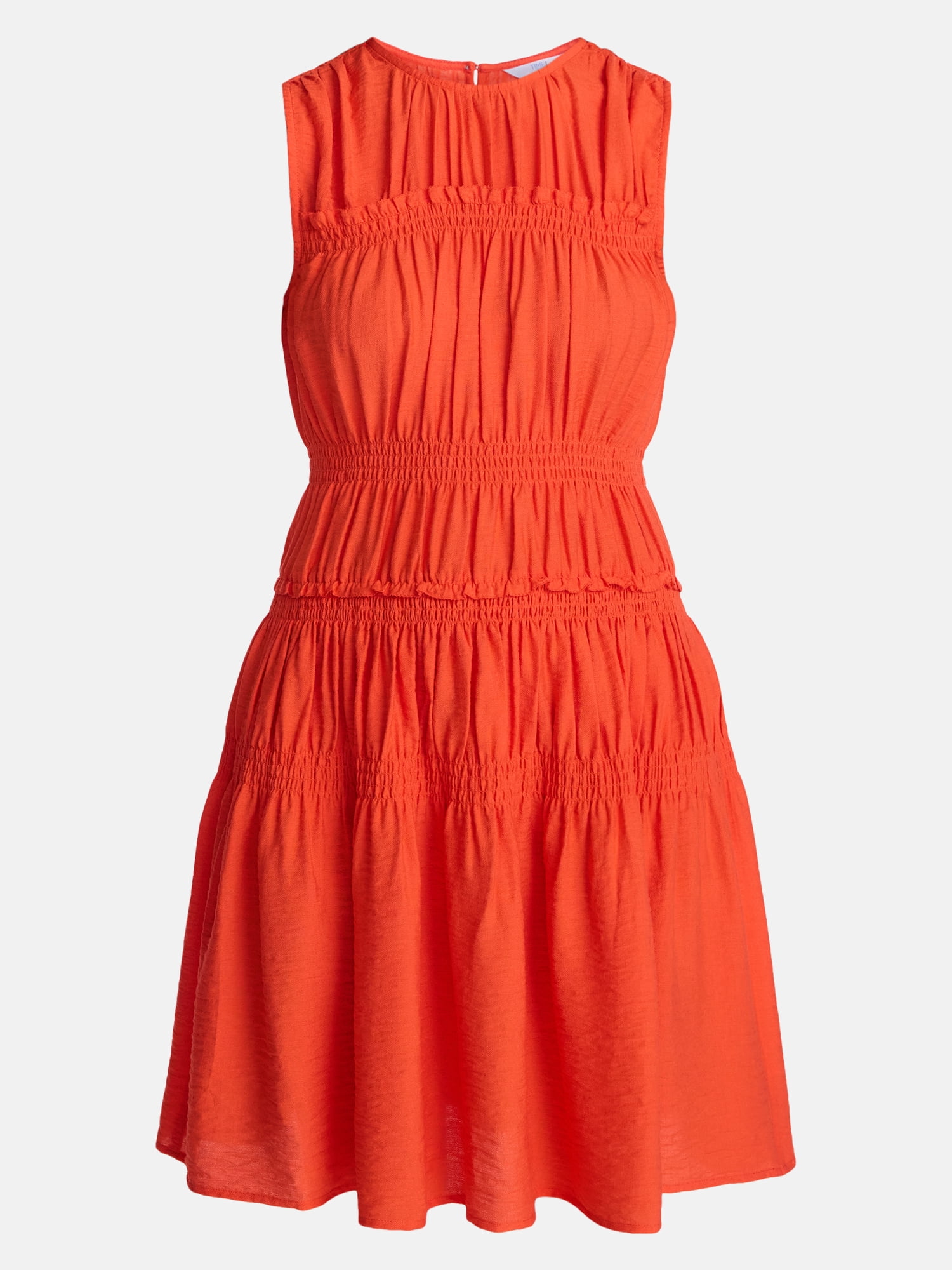 Time and Tru Women's Plus Size Smocked Sleeveless Mini Dress, Sizes 1X-4X