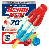 Bomb Pop Original Freeze Ice Pops, Frozen Dessert, Cherry, Lime, & Blue Raspberry, 12 Pack