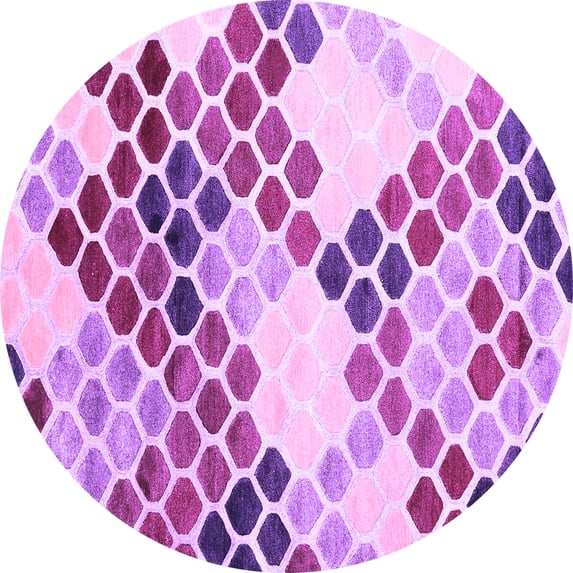 Ahgly Company Indoor Round Abstract Purple Contemporary Area Rugs, 8' Round