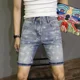 thumbnail image 3 of Pantalones Vaqueros Cortos Para Hombre Botones Groseros Pantalones Cortos De Mezclilla Rasgados Para Hombre Corte Emo Xl Venta Y2k Moda Azul Ropa De Calle Verano Original Xxxl, 3 of 4