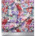 thumbnail image 1 of Soimoi Pink Moss Georgette Fabric Floral,Insect & Parrot Bird Print Fabric by Yard 42 Inch Wide, 1 of 3
