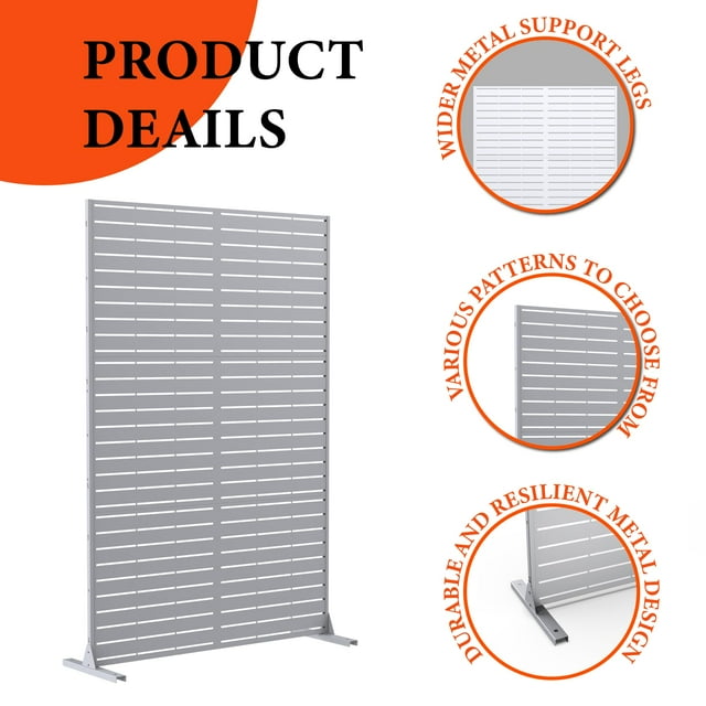 BeesClover Metal Privacy Screen Outdoor 72" H x 47" W, Freestanding Decorative Privacy Screen for Patio Lawn Garden Balcony, Rust-Resistant Decorative Fence Panel