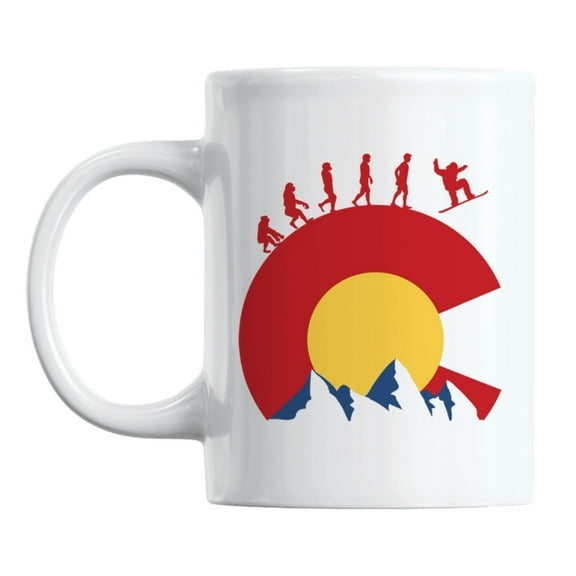 Snowboarding in Colorado feat. Evolution on CO Symbol Coffee & Tea Mug (11oz)