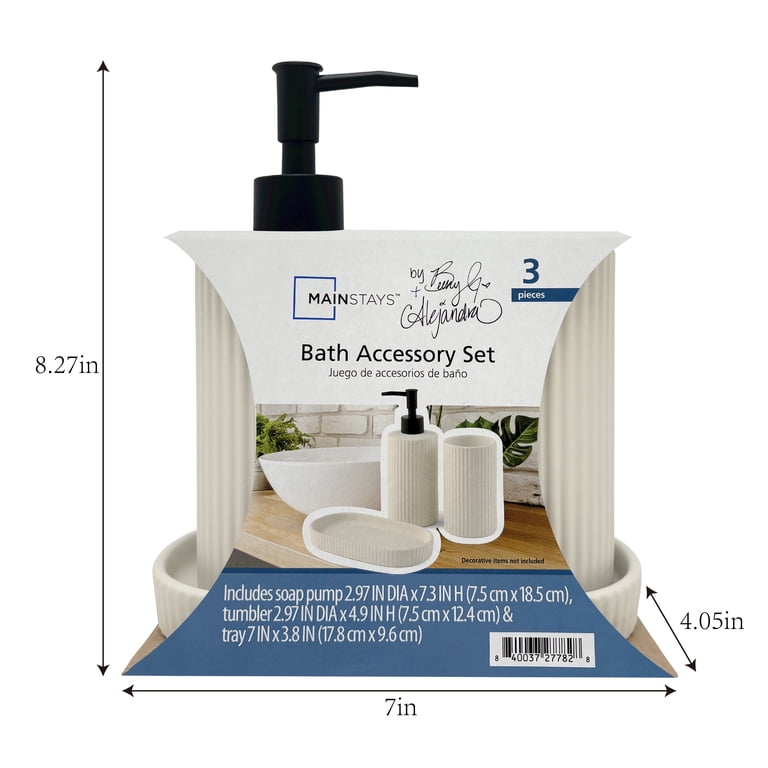 Mainstays 3-Piece White Bath Accessory Set with Tumbler, Soap