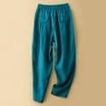 thumbnail image 4 of JIUKE Cotton Linen Pants Womens Elastic High Waist Straight Leg Lounge Pants Casual Comfy Summer Slacks Trouser, 4 of 4