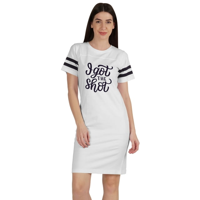 Inkmeso T-Shirt Instruit Motivé Vacciné Drôle Pro-Vaccin Robe à Encolure Bateau