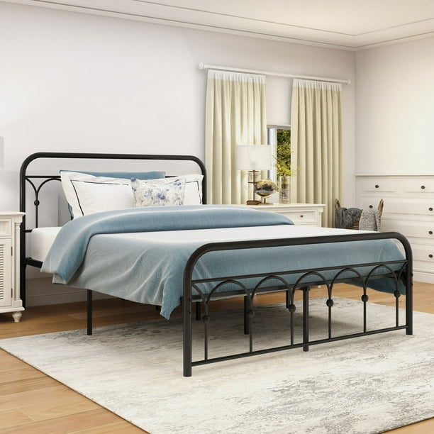 Evinter Queen Bed Frame With Headboard, Wrought Iron Queen Headboard Only