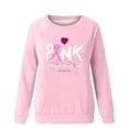 thumbnail image 4 of Jinhomg Pink Breast Cancer T Shirts for Women Inspirational Letter Print Cancer Awareness Tops Comfy Long Sleeve Drop Shoulder Pullovers Fall Casual Holiday Tees Pink M, 4 of 5