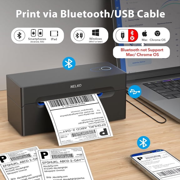 Bluetooth Thermal Shipping Label Printer Wireless 4x6 for Small Business Android iPhone Windows
