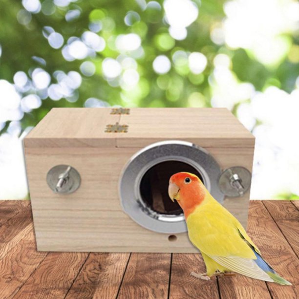 Novobey Bird Nest Birds Breeding Box Wooden Square Bird Nest Hanging Bird Cages for Parakeets