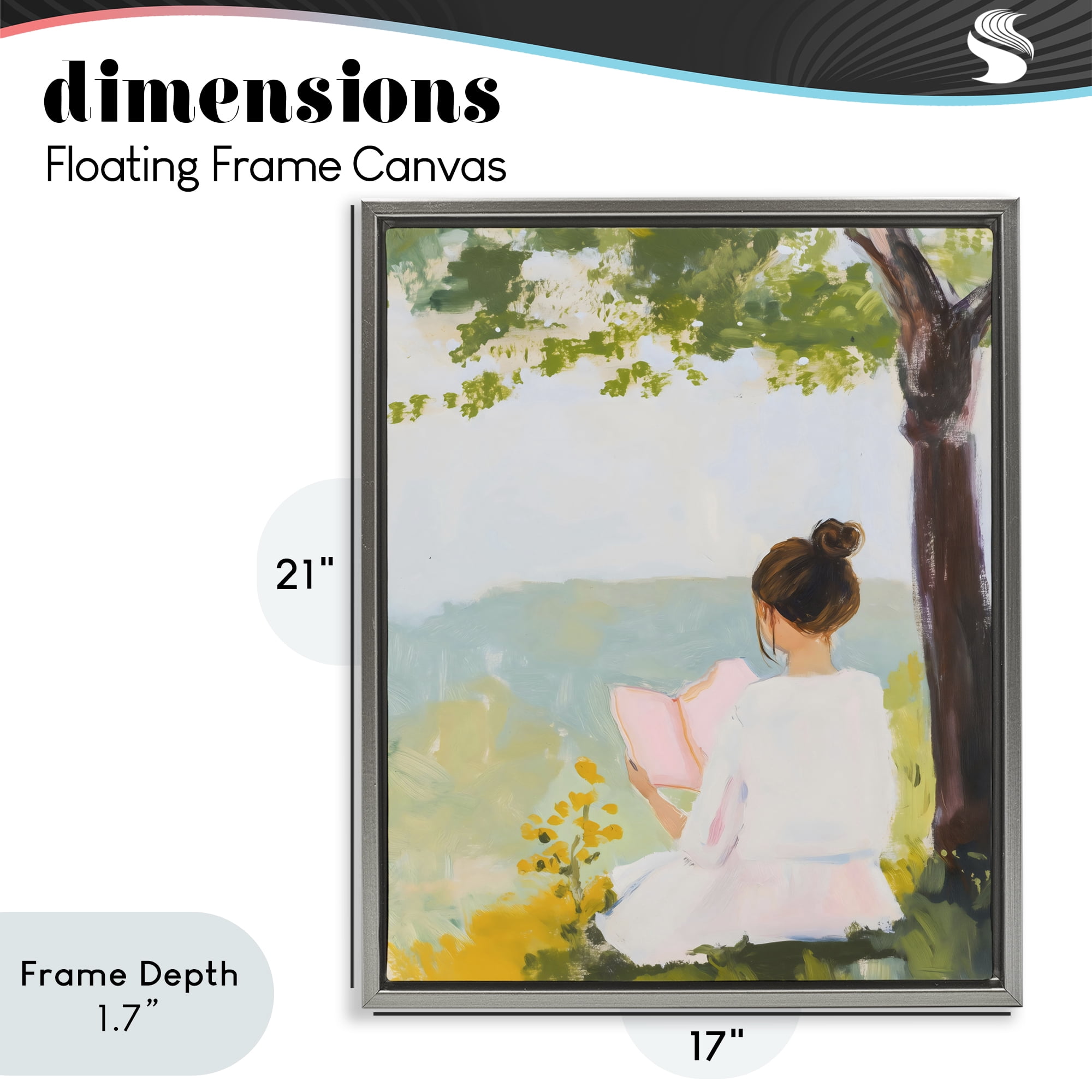 Stupell Industries Girl Reading in Nature Gray Framed Floater Canvas Wall Art, design by The Prints Vibe