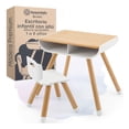 thumbnail image 1 of Mesa y Silla para Niños, Escritorio Infantil Altura Ajustable, Madera de Haya, 1 a 8 Años, Blanco, 1 of 7
