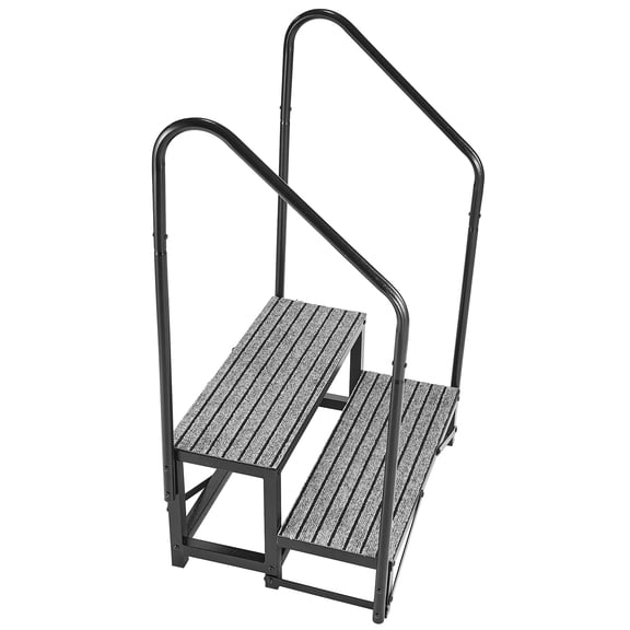 KFFKFF Durable RV Steps with Dual Handrails, 2-Step Design, 660 lbs Weight Capacity, Sturdy Outdoor Stairs with Non-Slip Surface for Seniors and Pets, Portable Steps for Hot Tub, Camper, Mobile Home