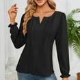 thumbnail image 7 of Scyoekwg Womens Long Sleeve Tops Loose Cute Tops Solid Color Dressy Casual Blouses Comfy V-Neck Basic Tops Blouses (Black,XXL), 7 of 7