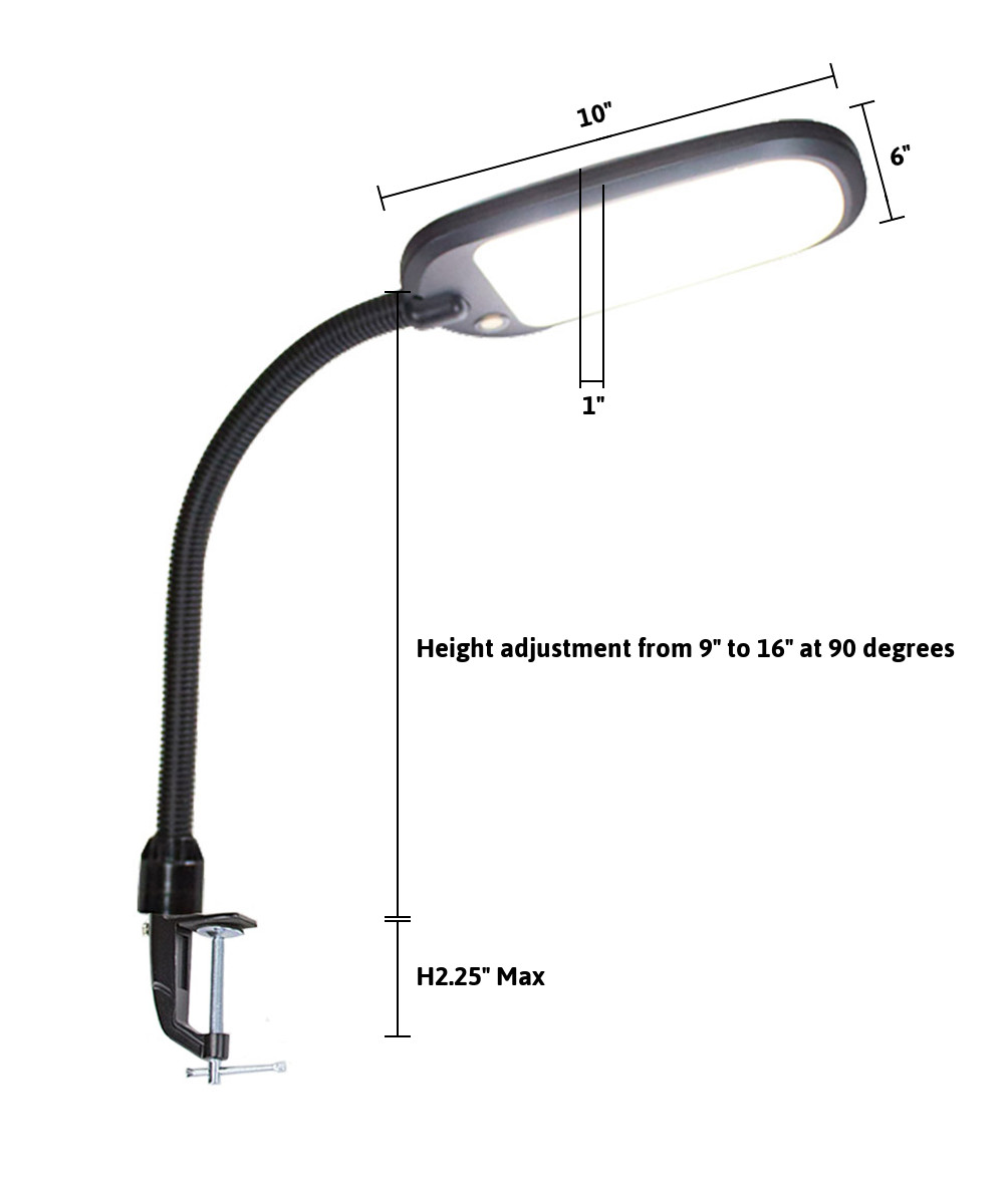 Clamp-On LED Bright Reader Natural Daylight Full Spectrum Desk Lamp