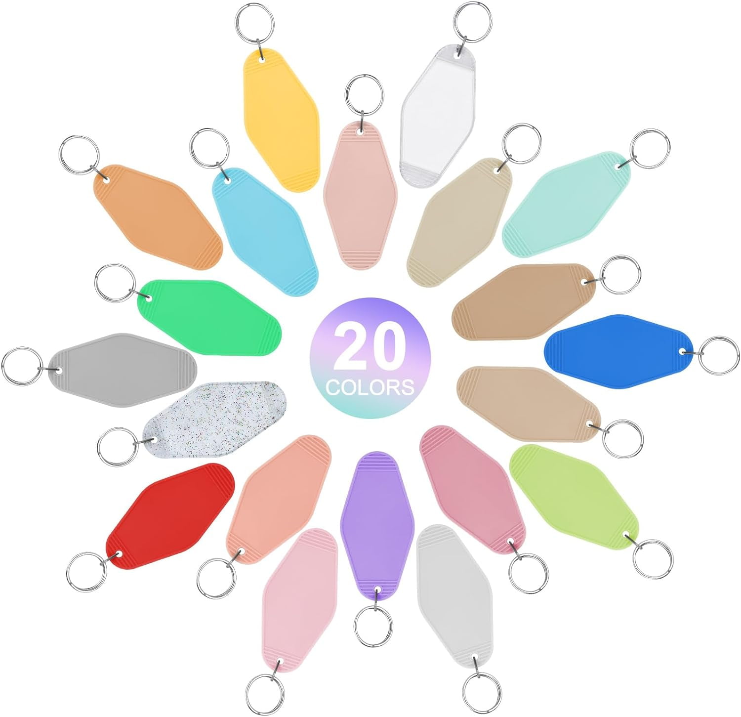 20/30/40/80 PCS Hotel Keychain Blank with Key Rings, 60 Colors Motel Key Chains for DIY Keychains