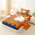 thumbnail image 2 of Erosebridal Baseball Sport Boys Twin Sheet Sets, Orange Navy Bedding, 3-Piece, 2 of 5
